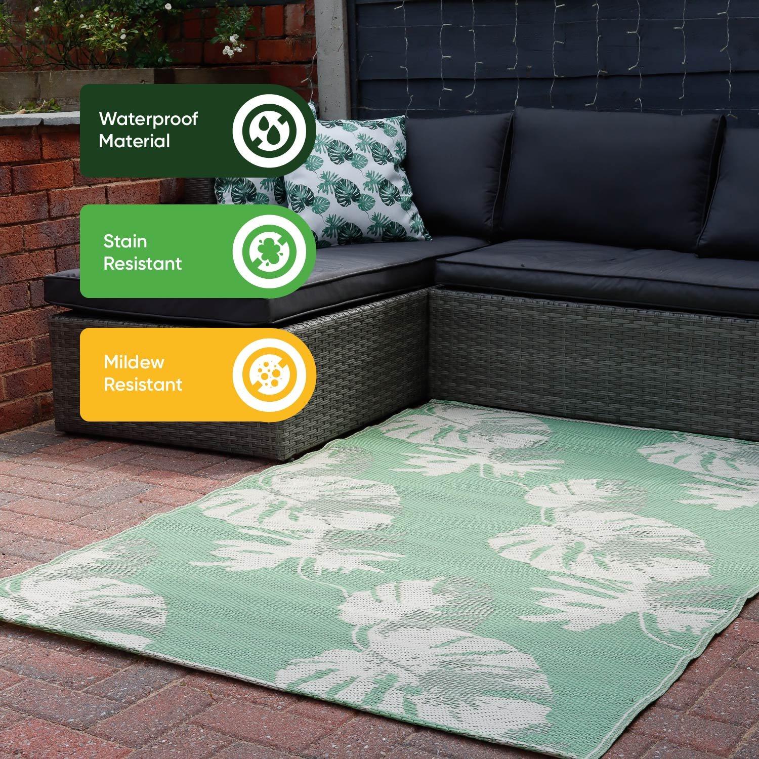 Green/Cream - Streetwize - Bali Palm Outdoor Rug -120cm x 180cm - 3