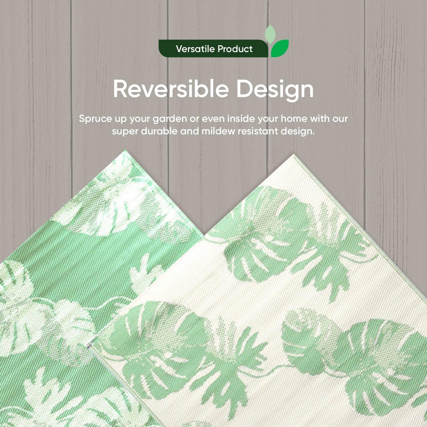 Green/Cream - Streetwize - Bali Palm Outdoor Rug -120cm x 180cm - 4