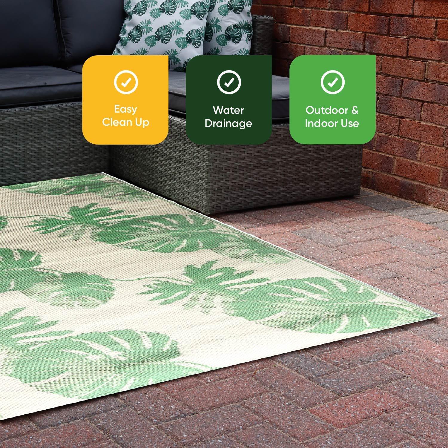 Green/Cream - Streetwize - Bali Palm Outdoor Rug -120cm x 180cm - 5