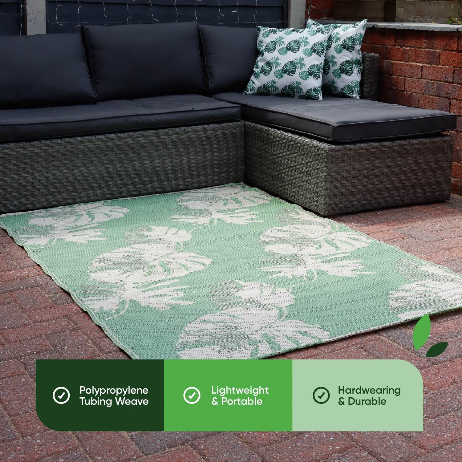 Green/Cream - Streetwize - Bali Palm Outdoor Rug -120cm x 180cm - 6
