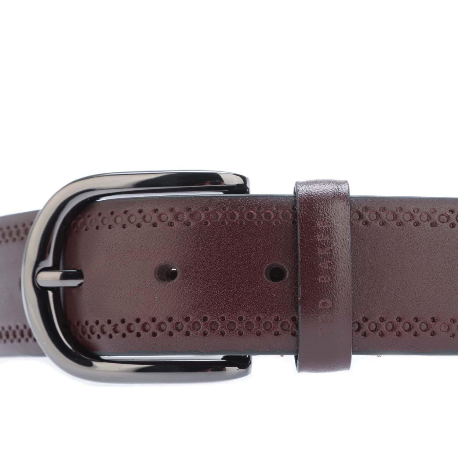 Red - Ted Baker - Picolt Broguing Leather Belt - 3