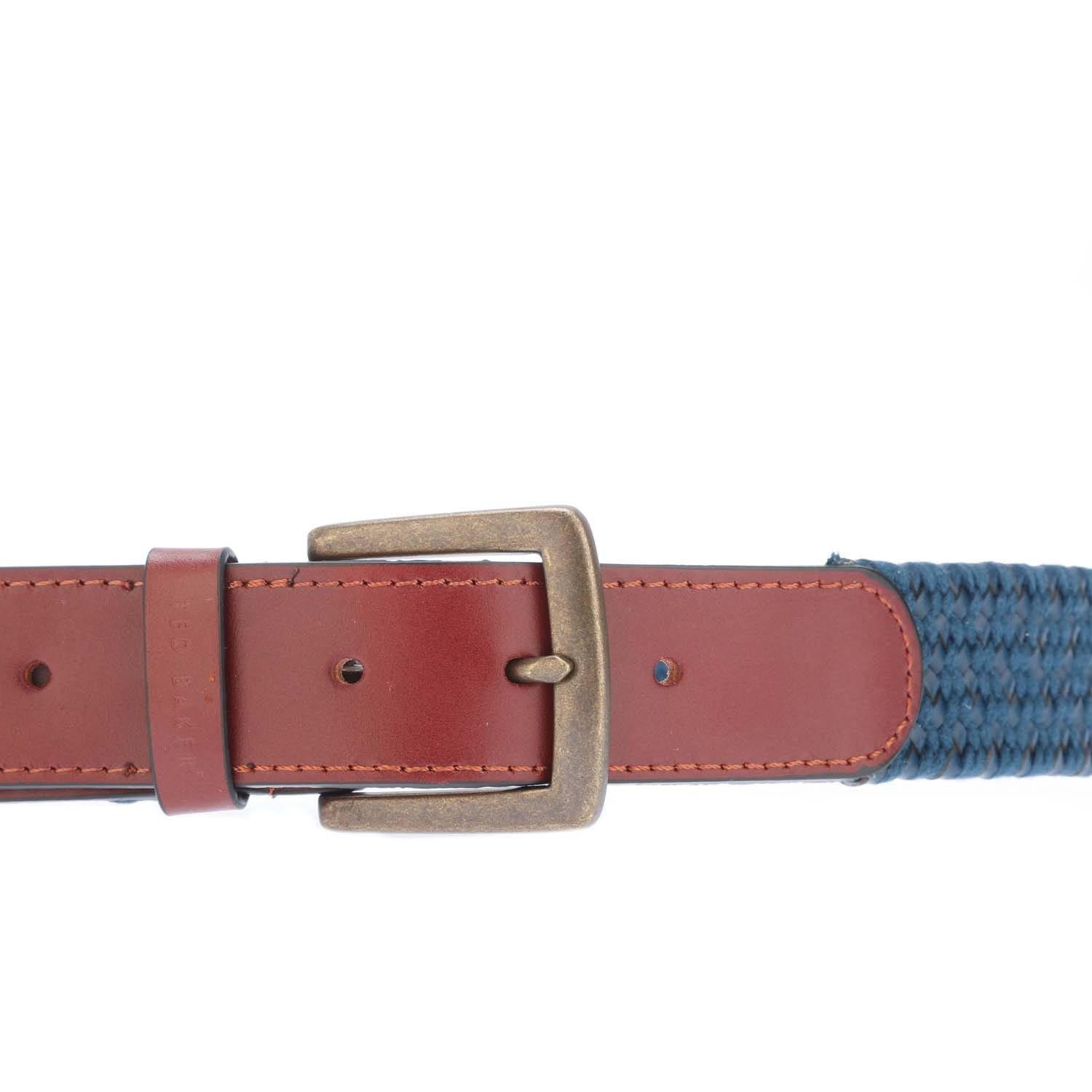 Navy - Ted Baker - Galan Leather Woven Belt - 2