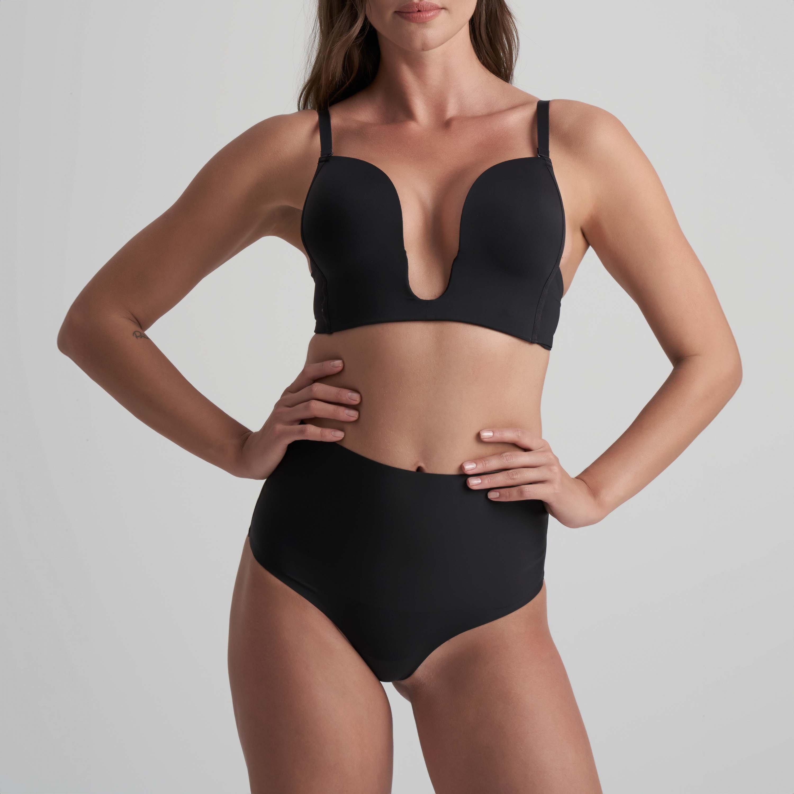 Black - Bye Bra - Super Waist Control Shapewear Thong - 1