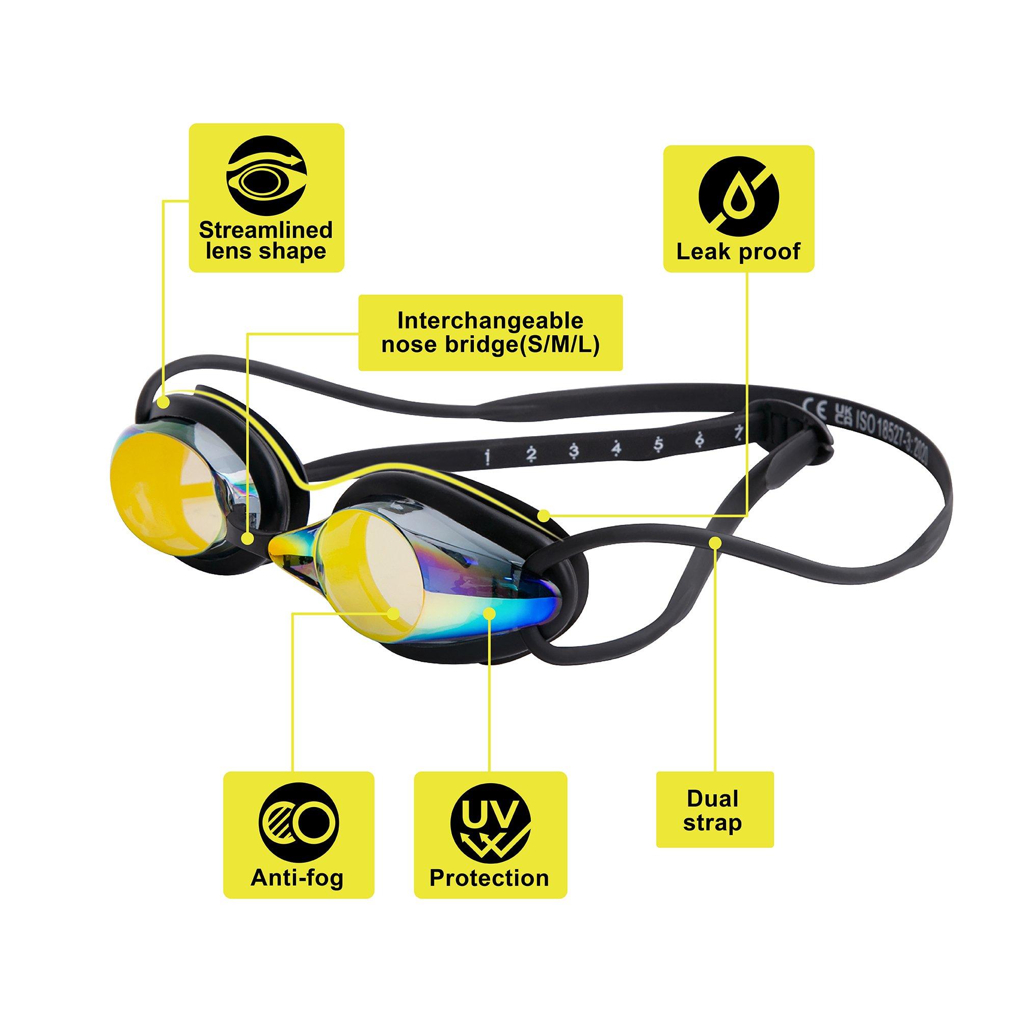 Nero/Oro - Slazenger - Hydro Pro Swimming Goggles for Adults - 4