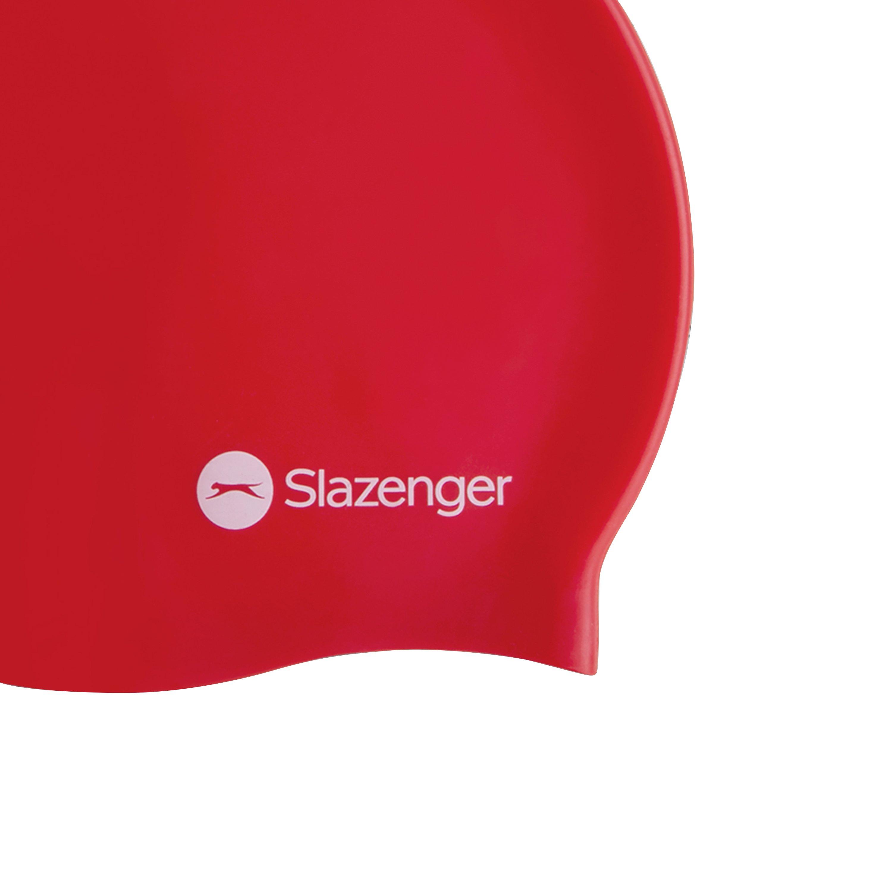 Slazenger Boys Silicone Swimming Cap Junior - Red/Clear