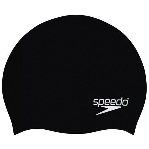 Black - Speedo - Plain Moulded Juniors Silicone Swimming Cap
