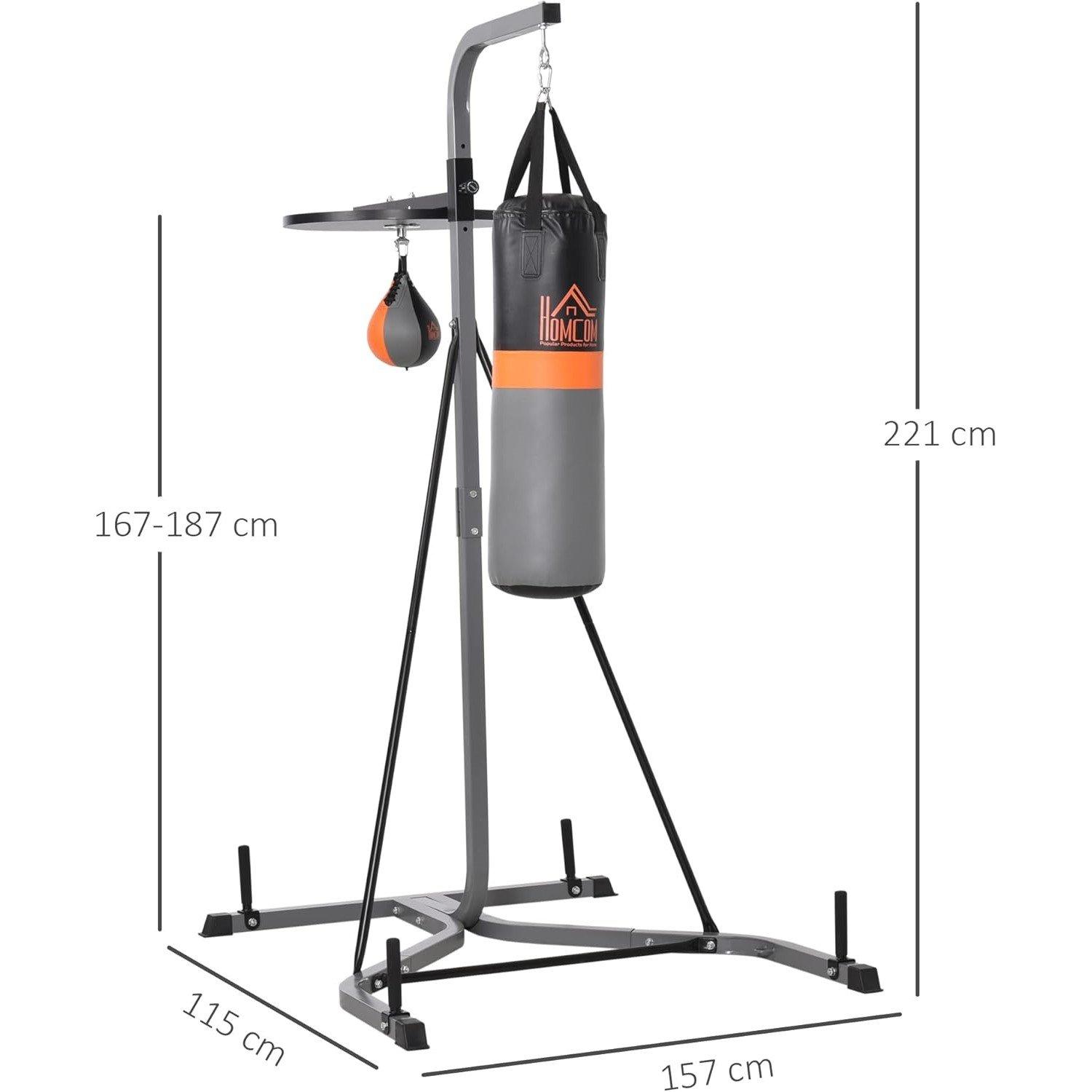 Black - HOMCOM - Freestanding Boxing Punch Bag & Speed Ball - 5