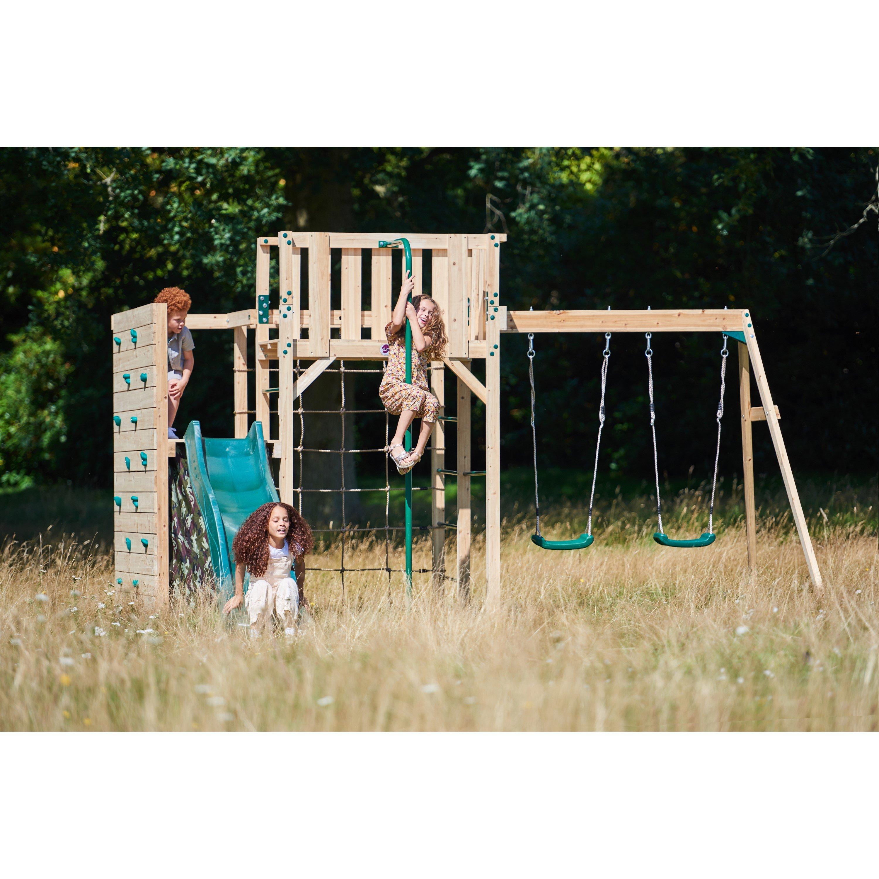 Natural - Plum Play - Plum Wooden Climbing Cube XL with Swing Arm - 4