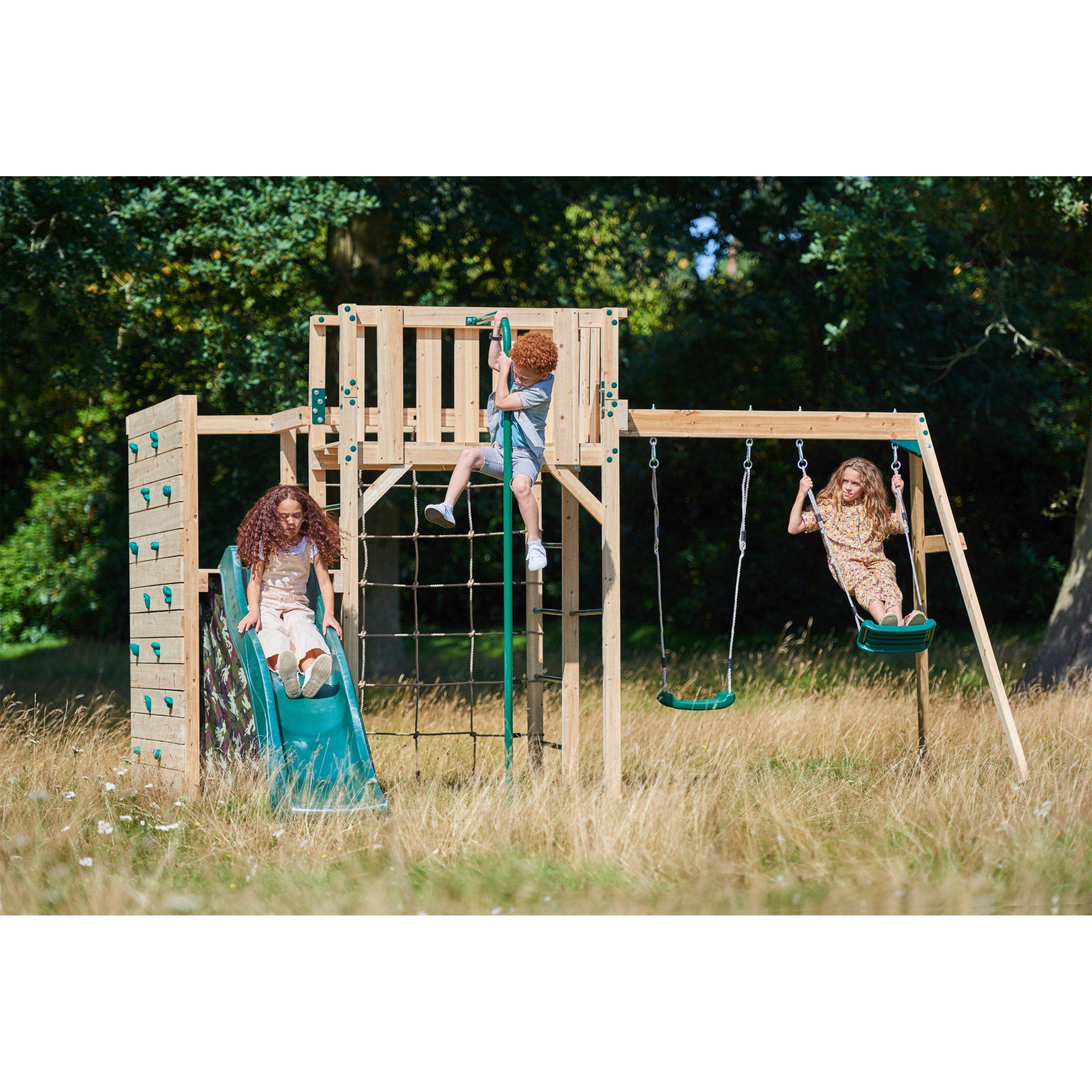 Natural - Plum Play - Plum Wooden Climbing Cube XL with Swing Arm - 5