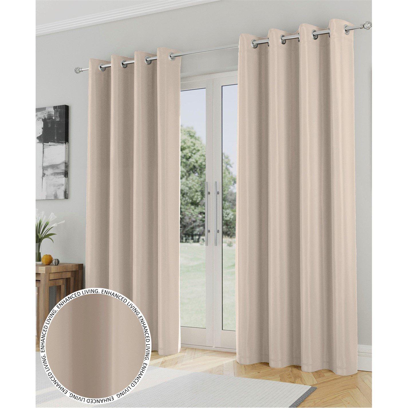 Enhanced Living  Supersoft Thermal Blockout Eyelet Curtains Natural - 168x183cm
