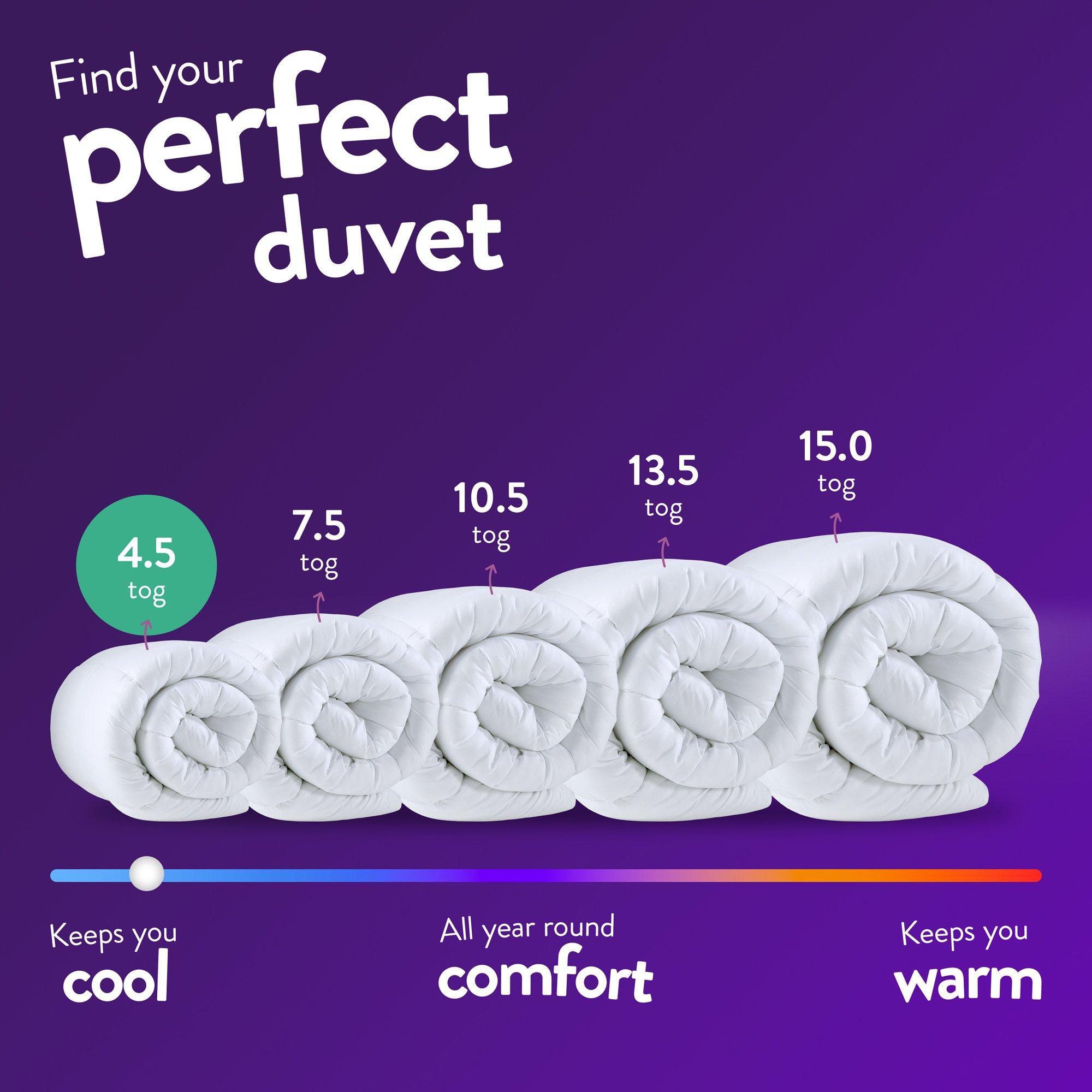 White - Slumberdown - Climate Control 4.5 Tog Duvet + 2 Pillows - 8
