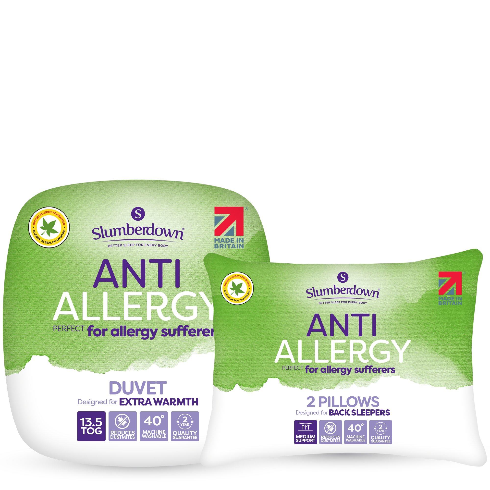 Slumberdown  Anti Allergy 13.5 Duvet + 2 Pillows - White - Single