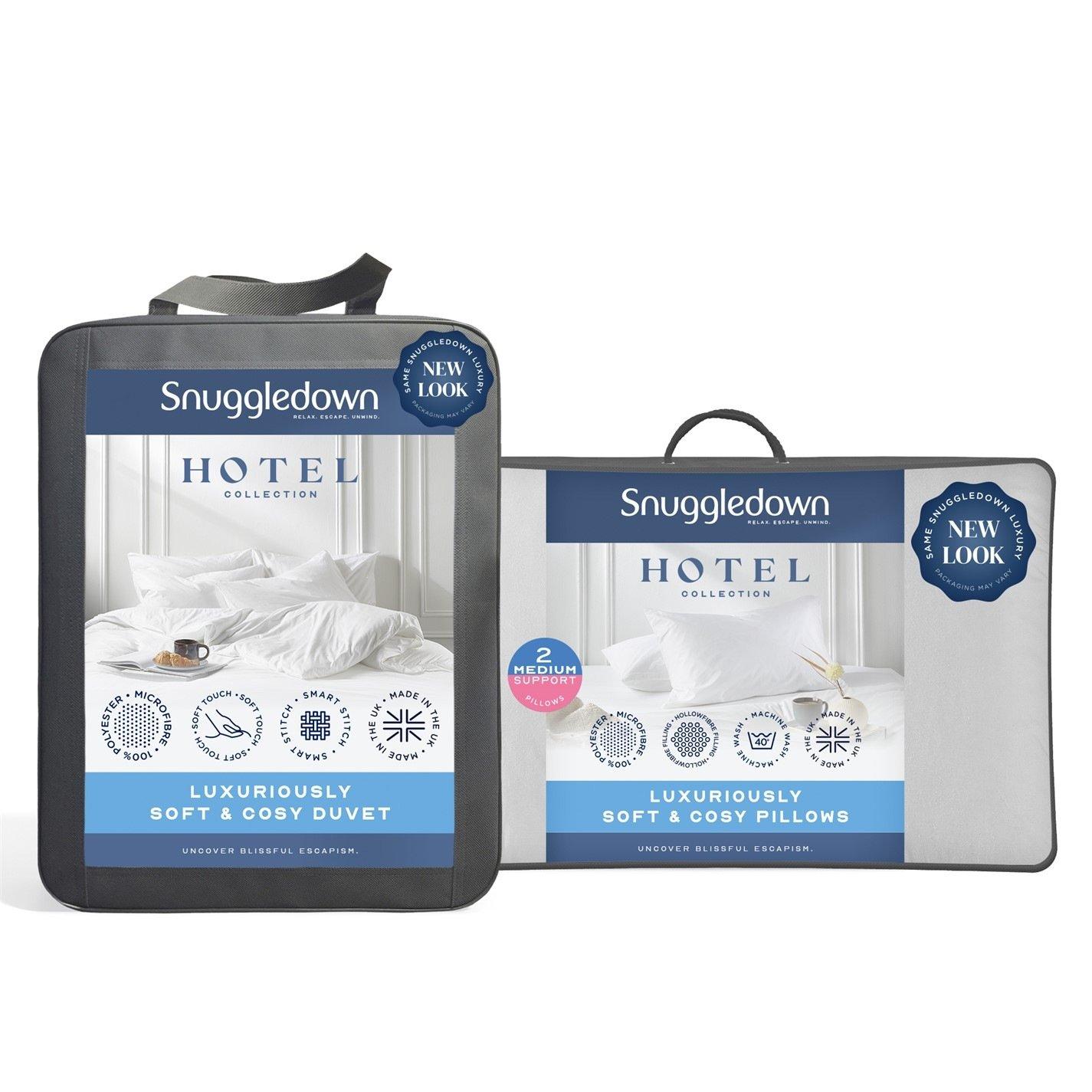 White - Snuggledown - Luxurious Hotel 13.5 Tog Duvet + 2 Medium Pillows - 1