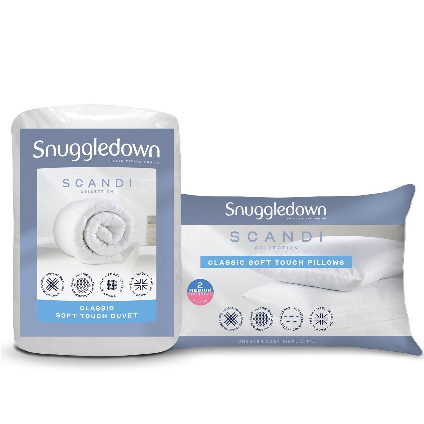 White - Snuggledown - Scandi Hollowfibre 13.5 Tog Duvet + 2 Med Pillows - 1