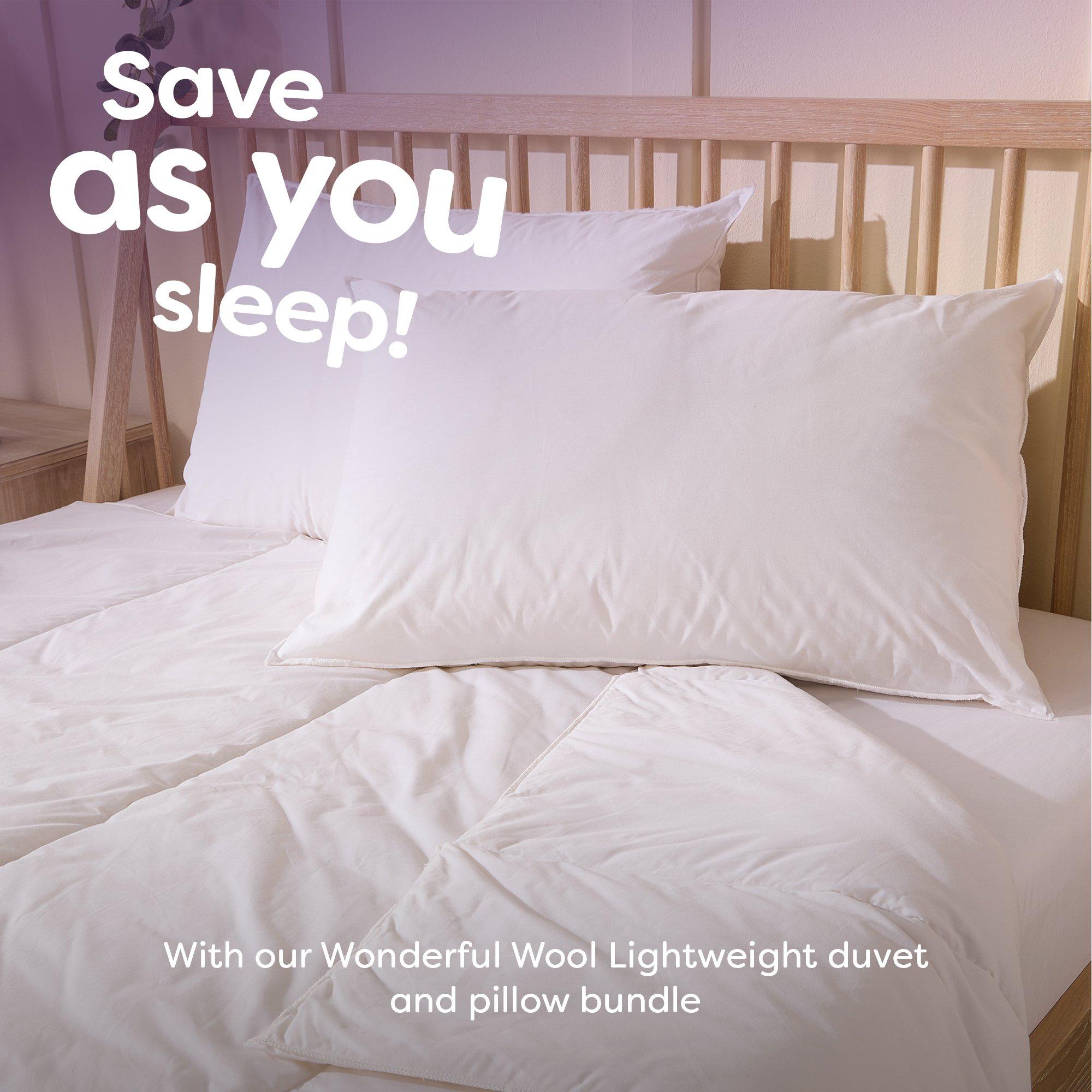 White - Slumberdown - Wonderful Wool Lightweight Duvet + 2 Pillows - 8