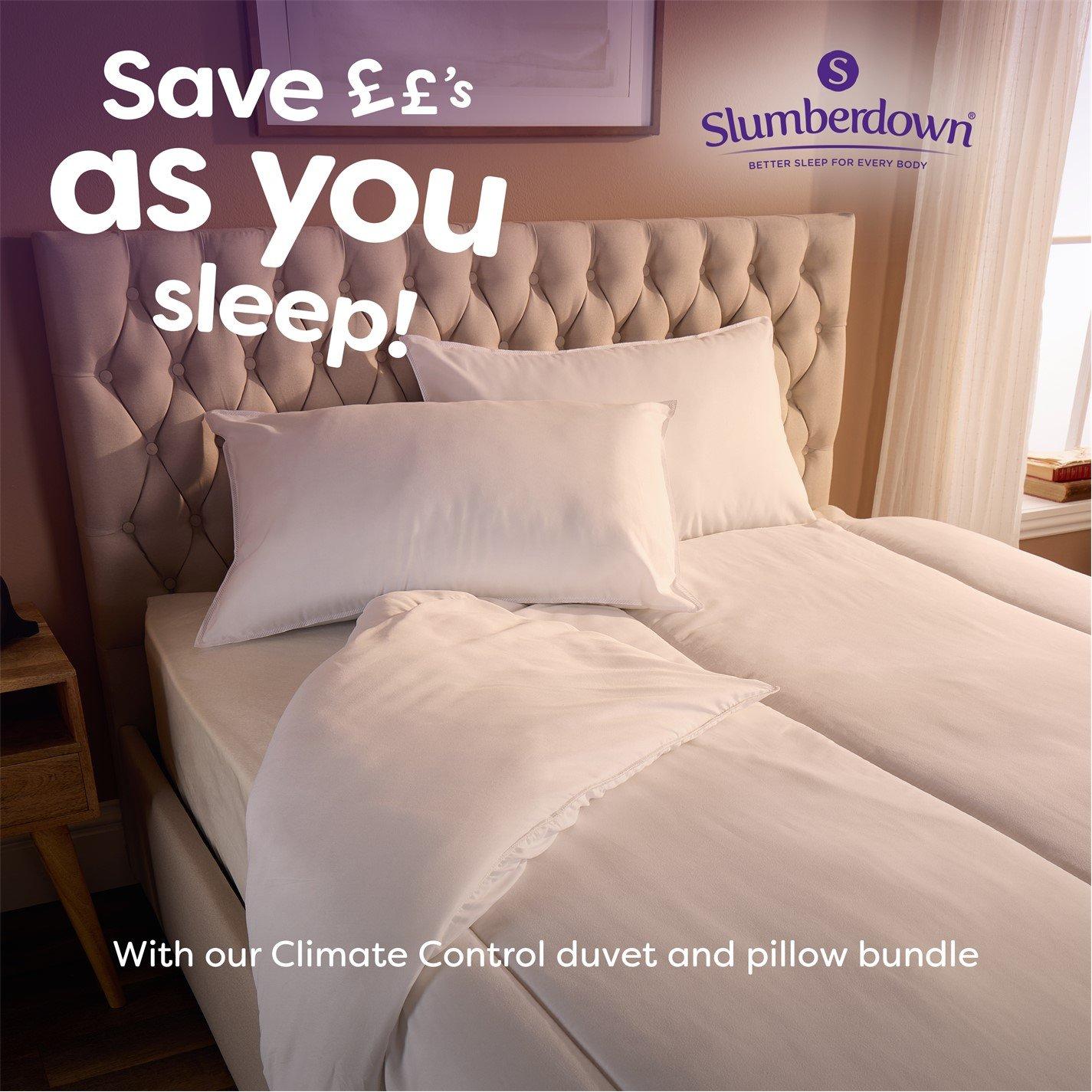 White - Slumberdown - Climate Control 13.5 Tog Duvet + 2 Pillows - 5