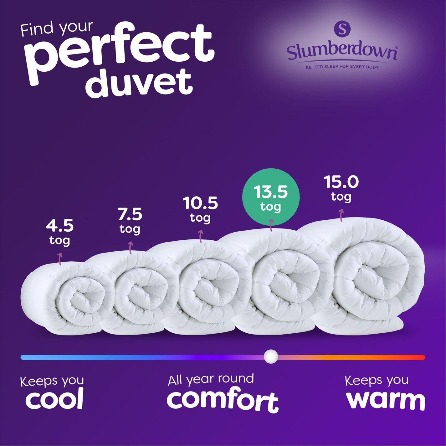 White - Slumberdown - Climate Control 13.5 Tog Duvet + 2 Pillows - 9