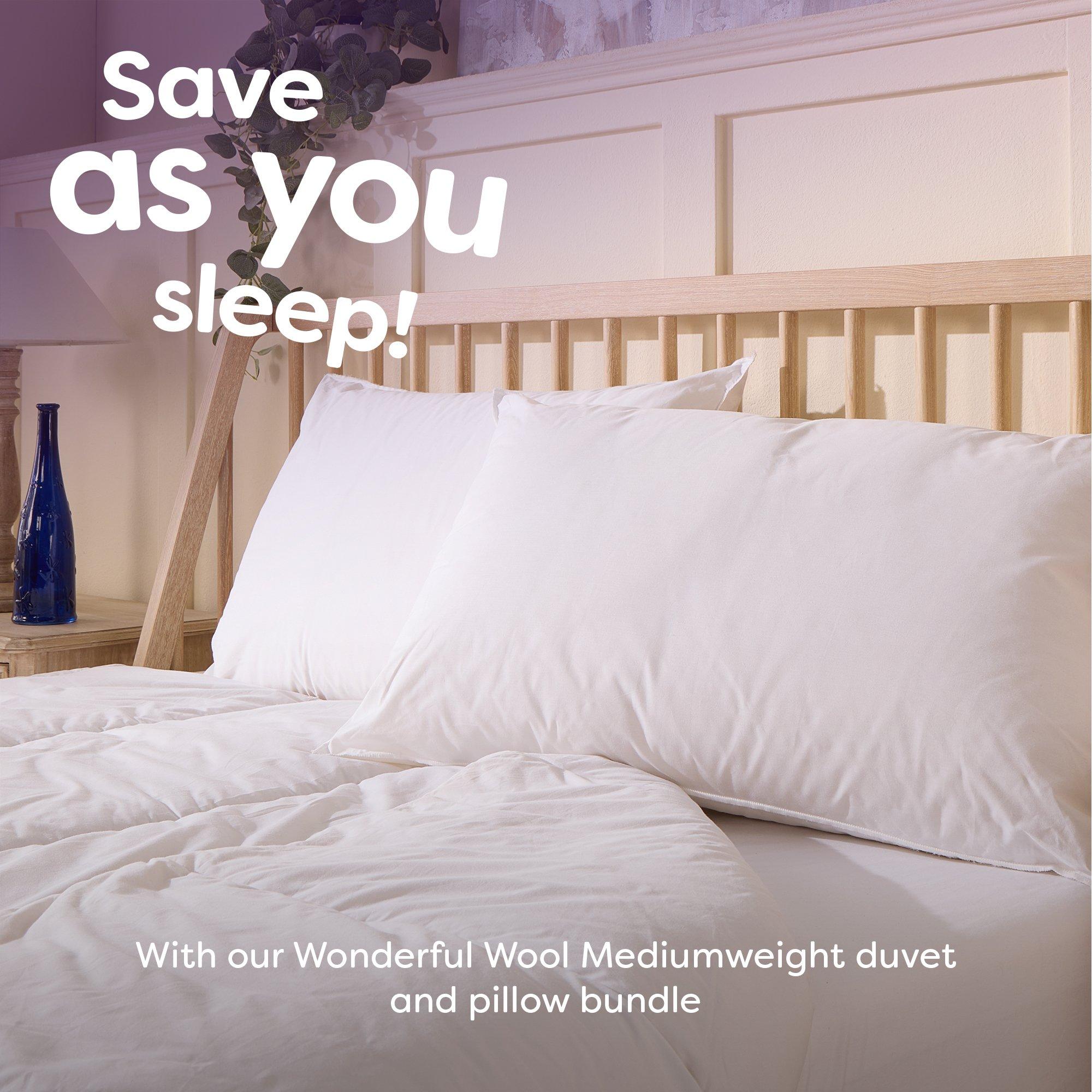 White - Slumberdown - Wonderful Wool Mediumweight Duvet + 2 Pillows - 8