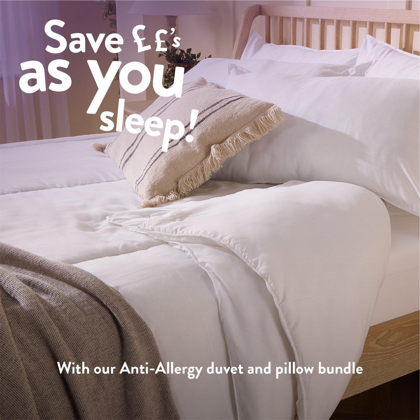 White - Slumberdown - Anti Allergy All Seasons 15 Tog Duvet + 2 Pillows - 9