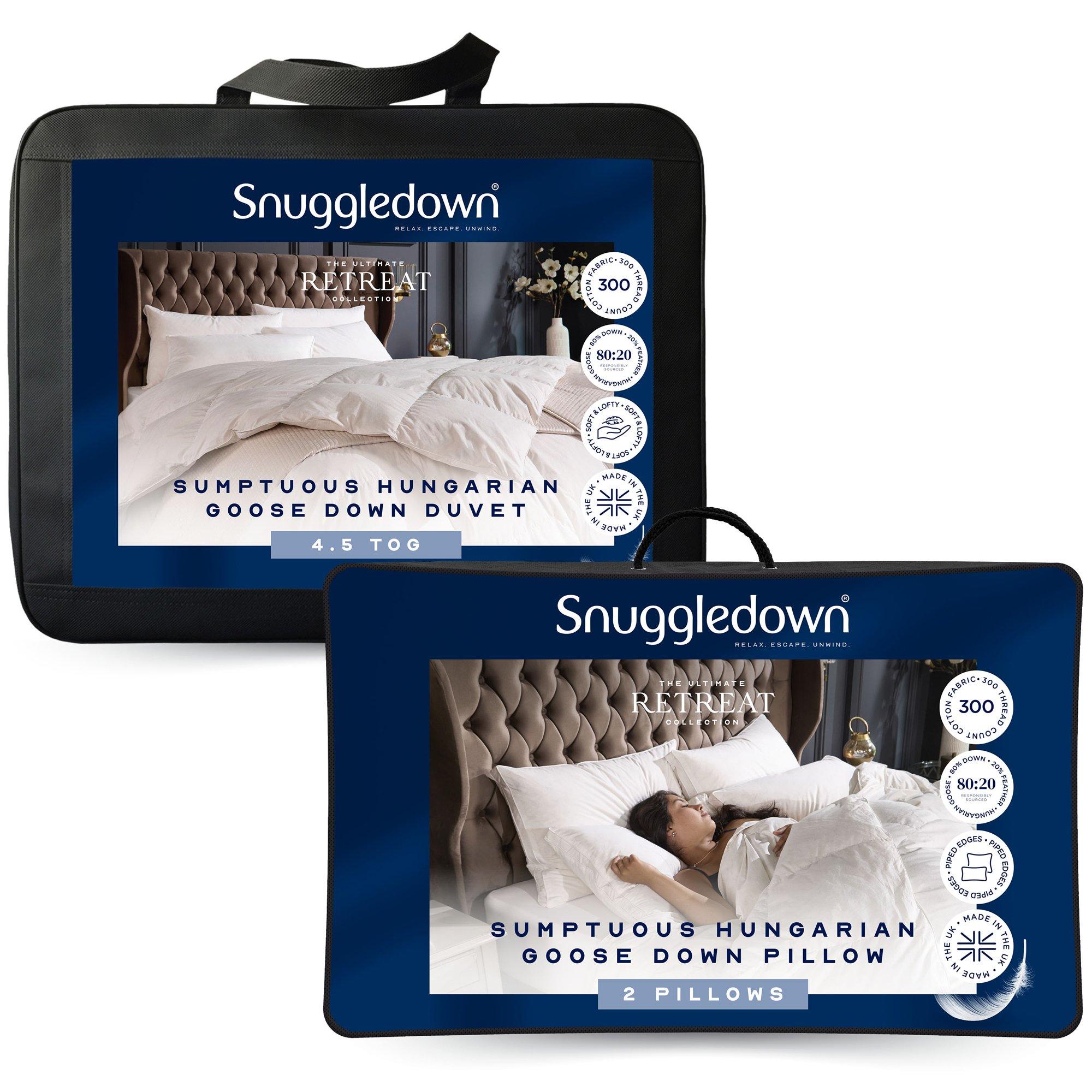 White - Snuggledown - Hungarian Goose Down 4.5 Tog Duvet + 2 Pillows - 1