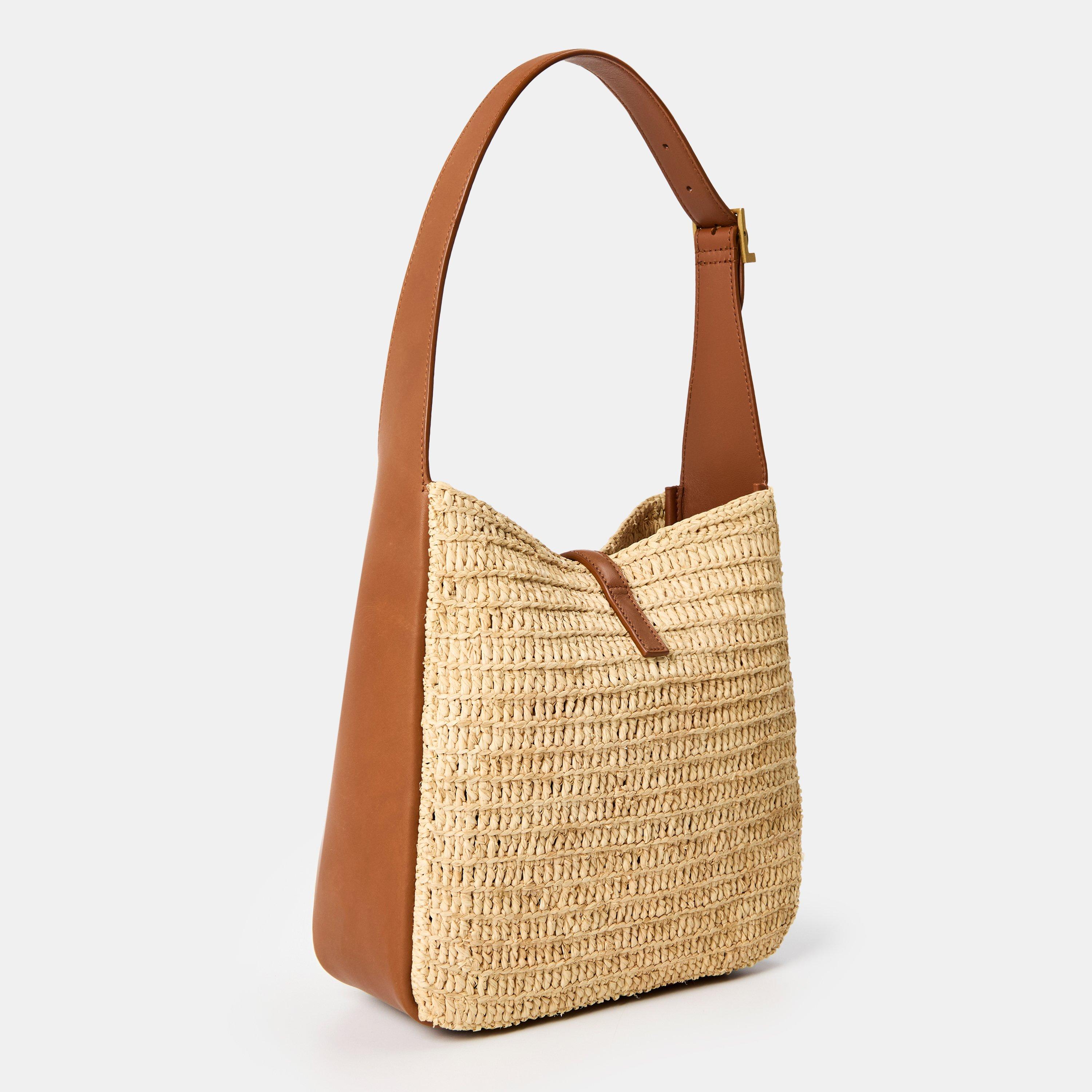 Brown/Brick - Saint Laurent - Women's Le Raffia Hobo Bag - 2