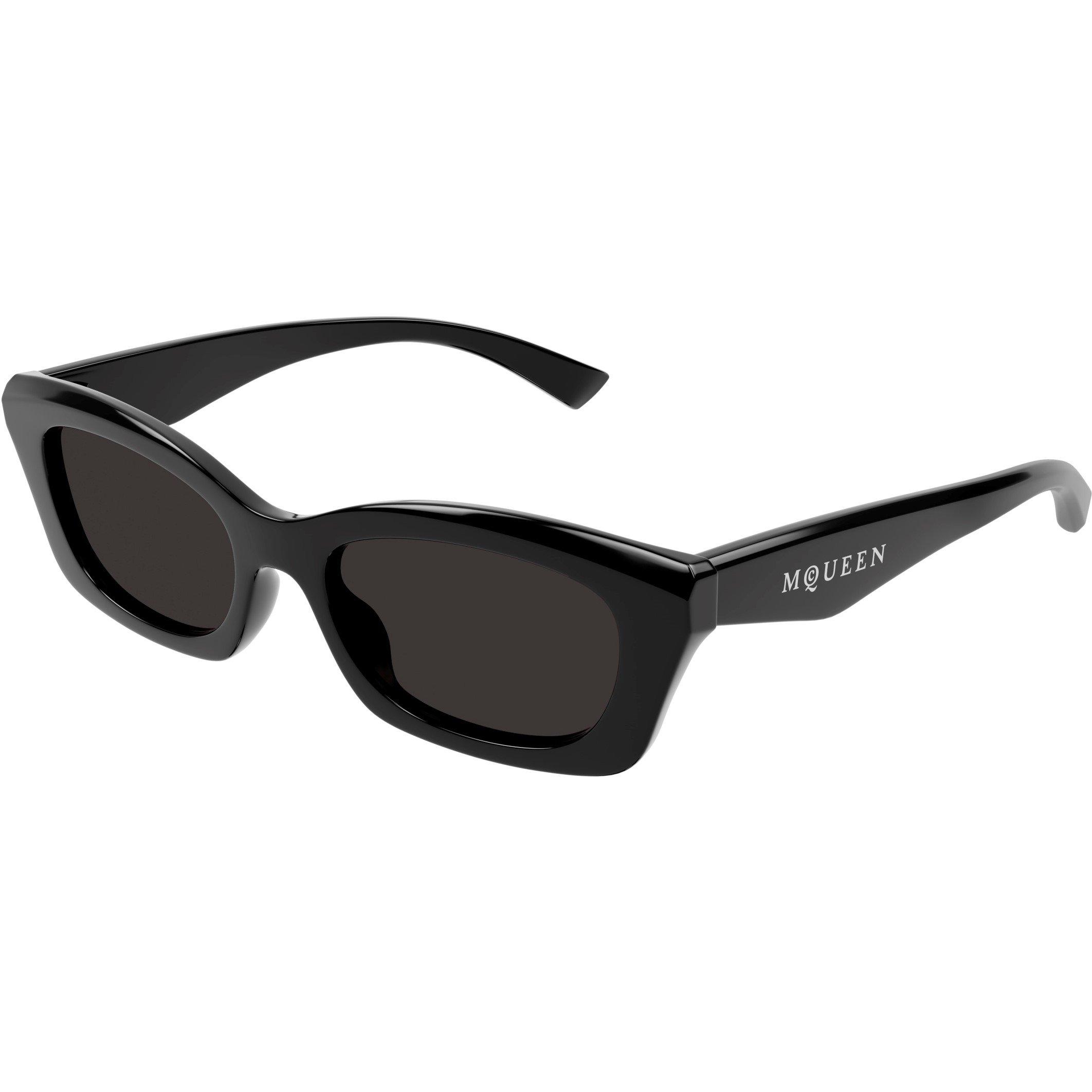 Black/Grey - Alexander McQueen - Women's Structured UV Protection Rectangle Sunglasses - 1