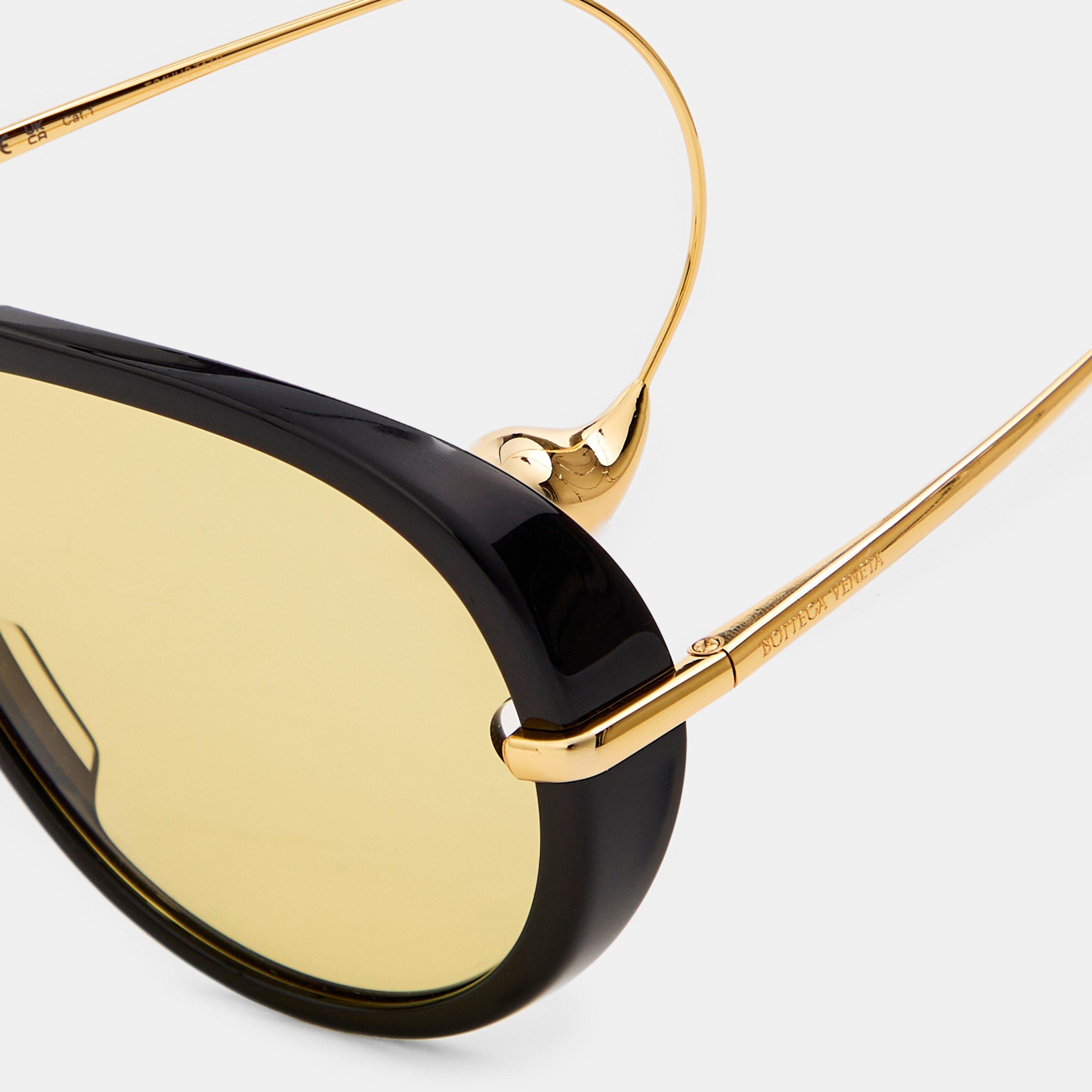 Black/Gold - Bottega Veneta - Drop Aviator Sunglasses - 4