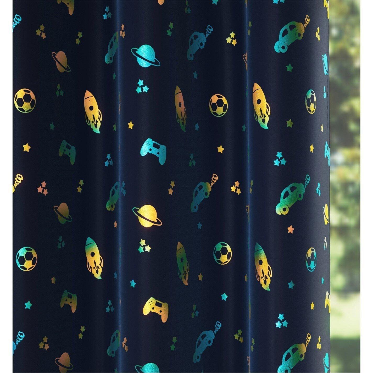 Blue - Enhanced Living - Infinity Room Darkening Children's Eyelet Curtains - 3