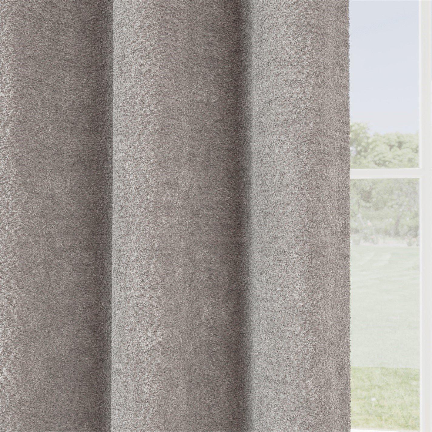 Silver - Enhanced Living - Royale Boucle Room Darkening Eyelet Curtains - 2