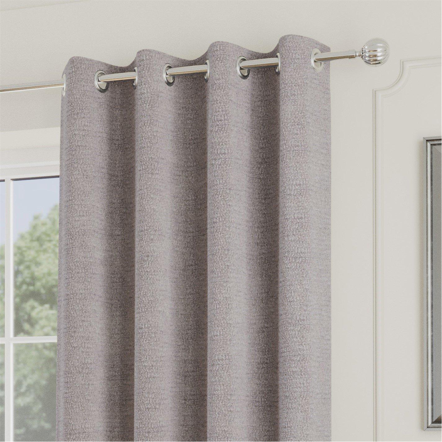 Silver - Enhanced Living - Royale Boucle Room Darkening Eyelet Curtains - 3
