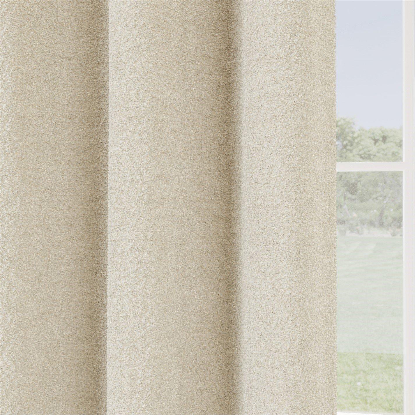 Cream - Enhanced Living - Royale Boucle Room Darkening Eyelet Curtains - 2