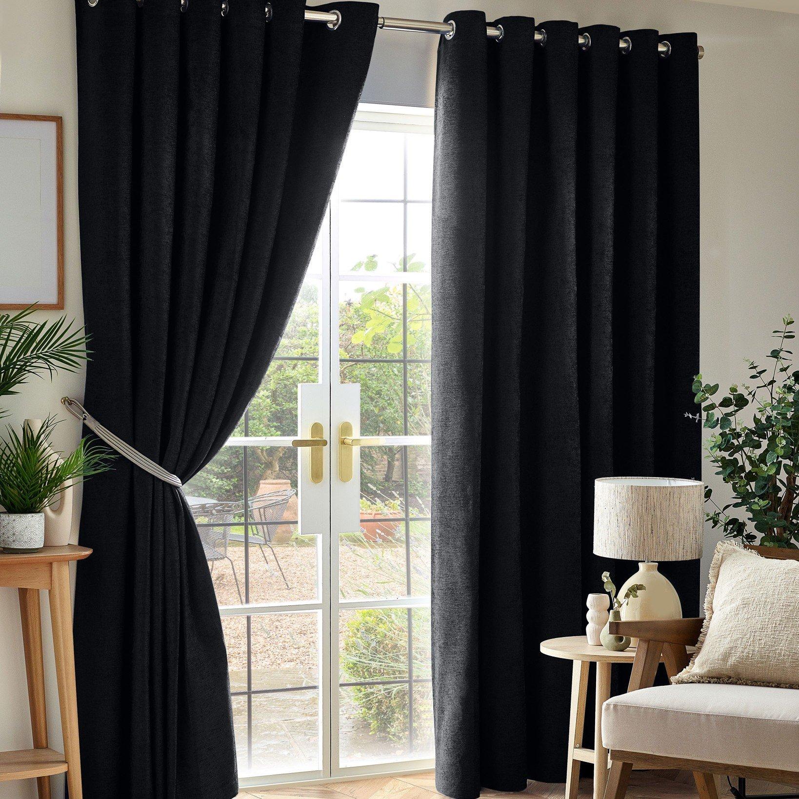 Chenille Blackout Ring Top Eyelet Curtains
