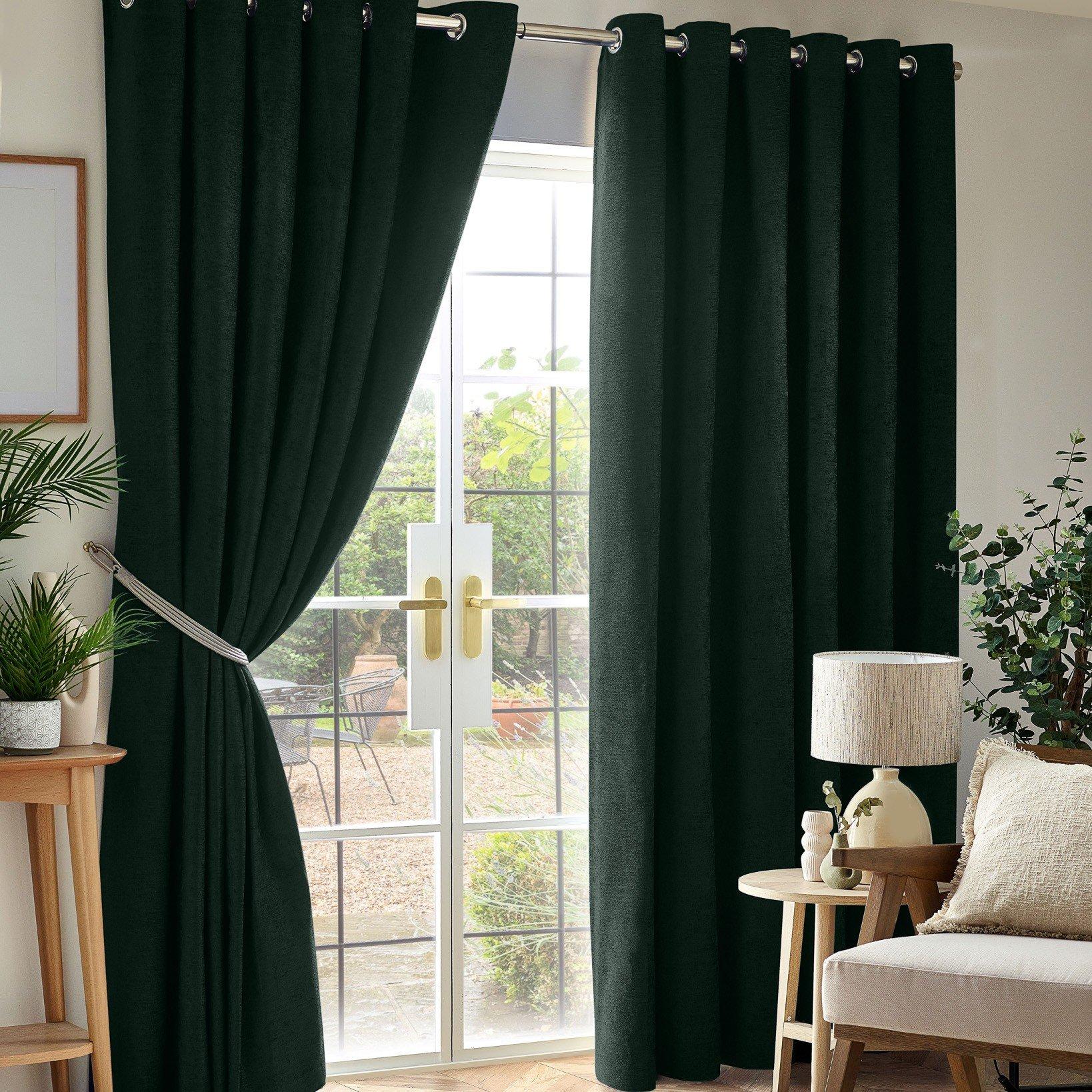 Chenille Blackout Ring Top Eyelet Curtains