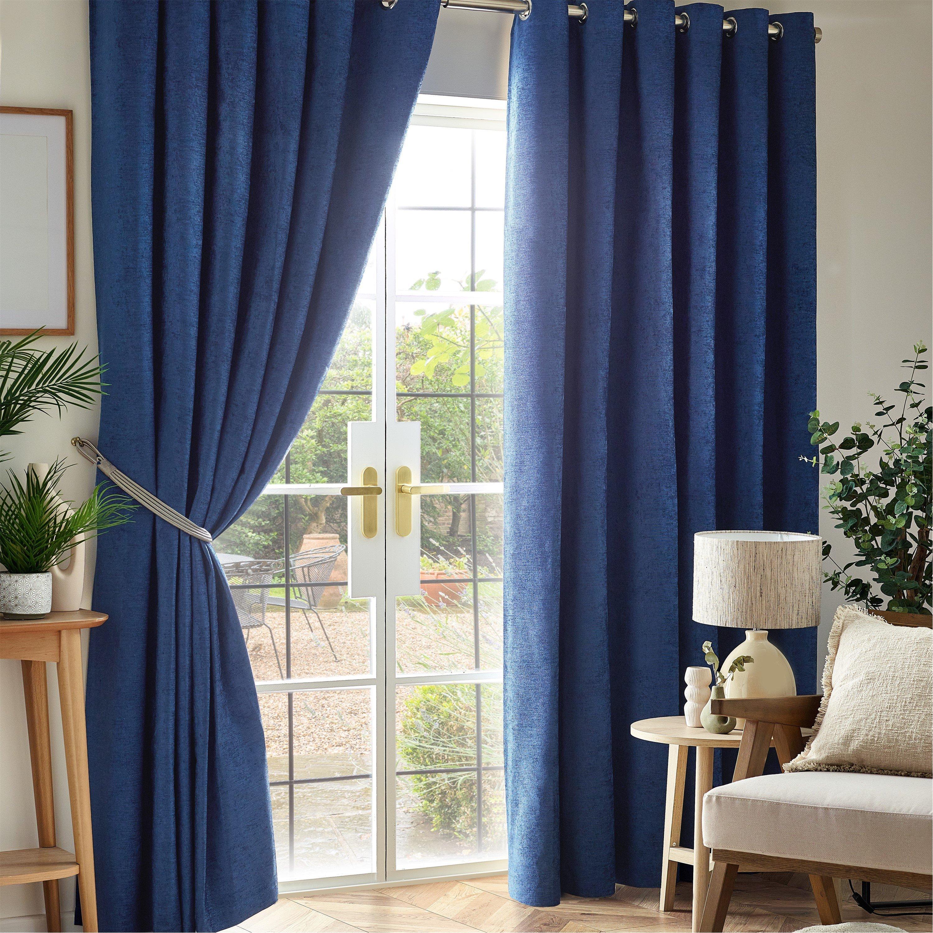 Chenille Blackout Ring Top Eyelet Curtains