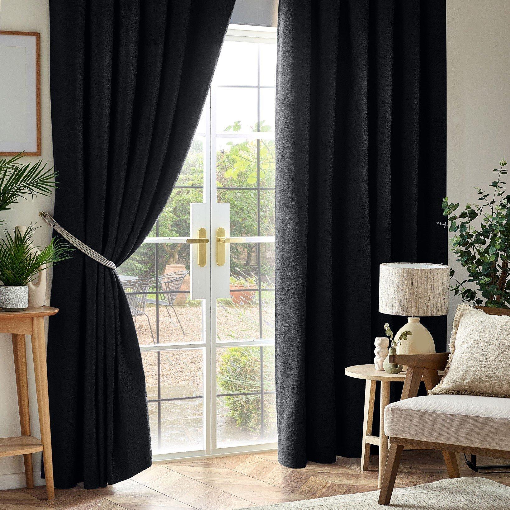 Chenille Blackout Pencil Pleat Top Curtains