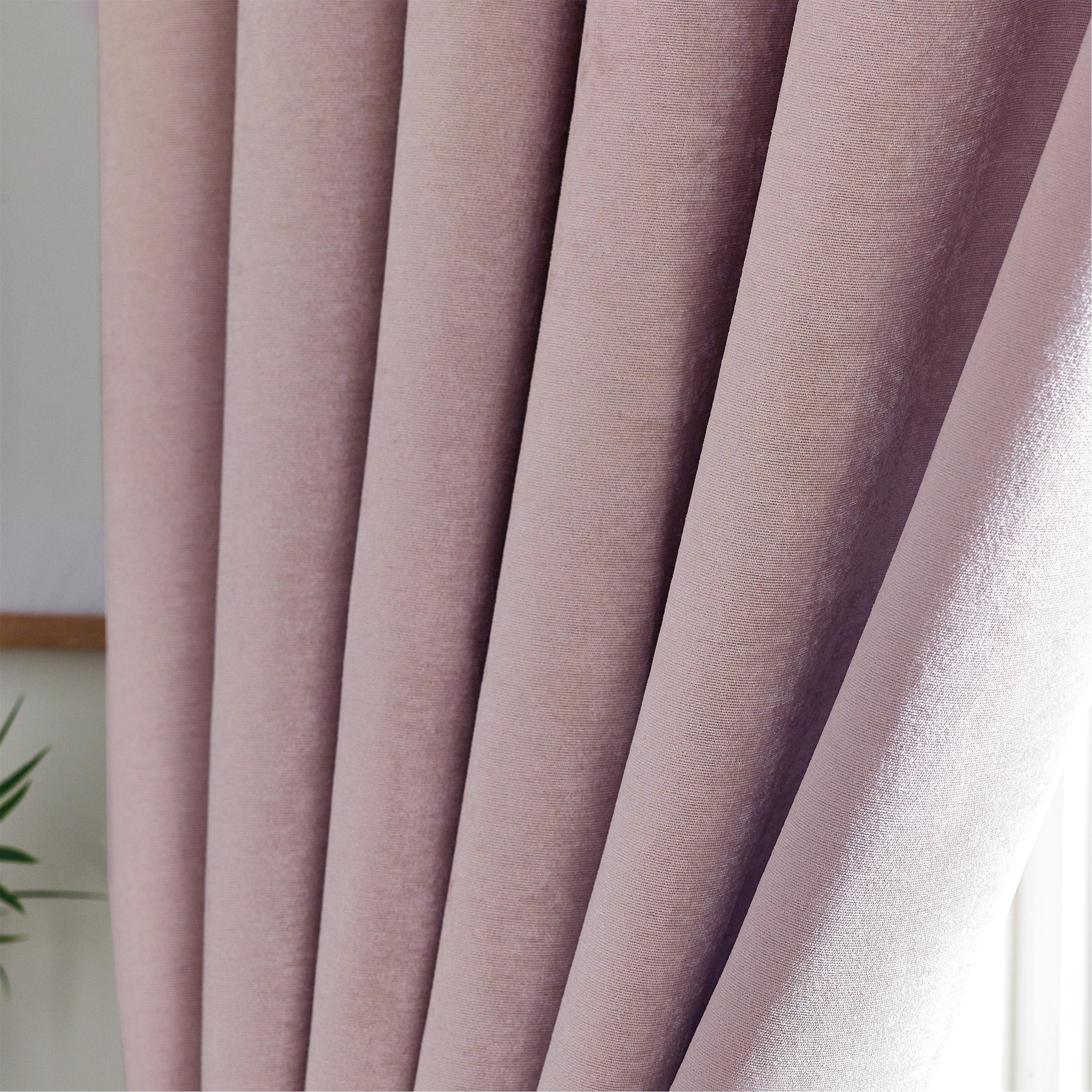 Pink - Alan Symonds - Chenille Blackout Pencil Pleat Top Curtains - 3