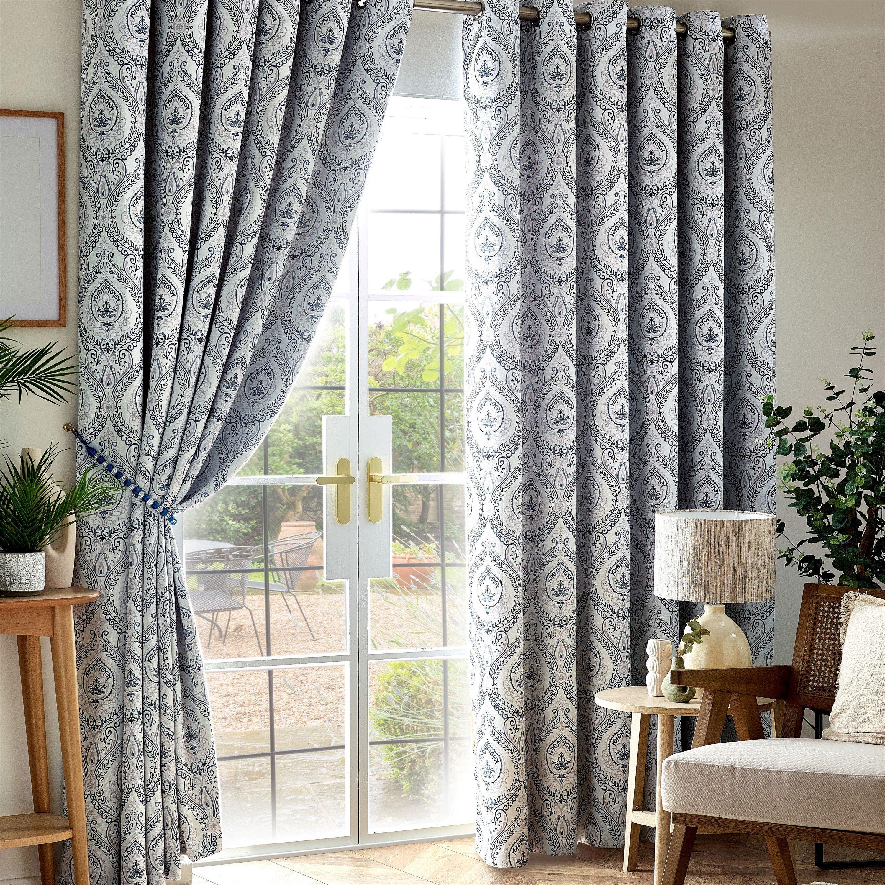 Blue - Alan Symonds - Victoria Room Darkening Ring Top Curtains - 1