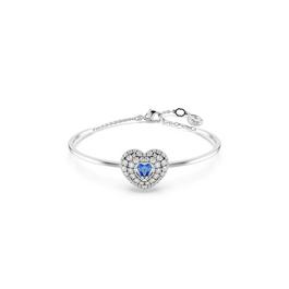 Swarovski Idyllia Bangle, Heart, Blue, Rhodium Plated