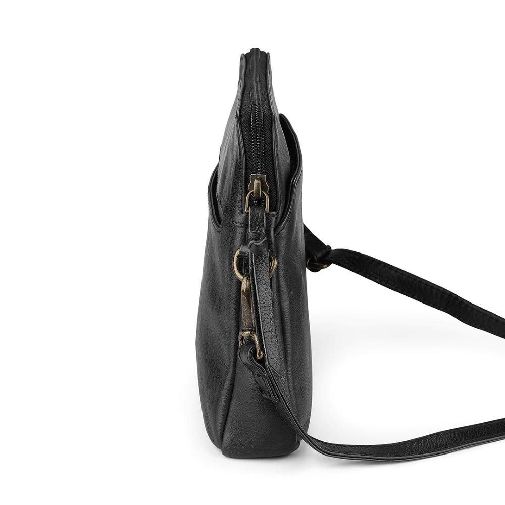 Black - PRIMEHIDE Leather - Washed Cancun Small Crossbody Bag Sofia - 4