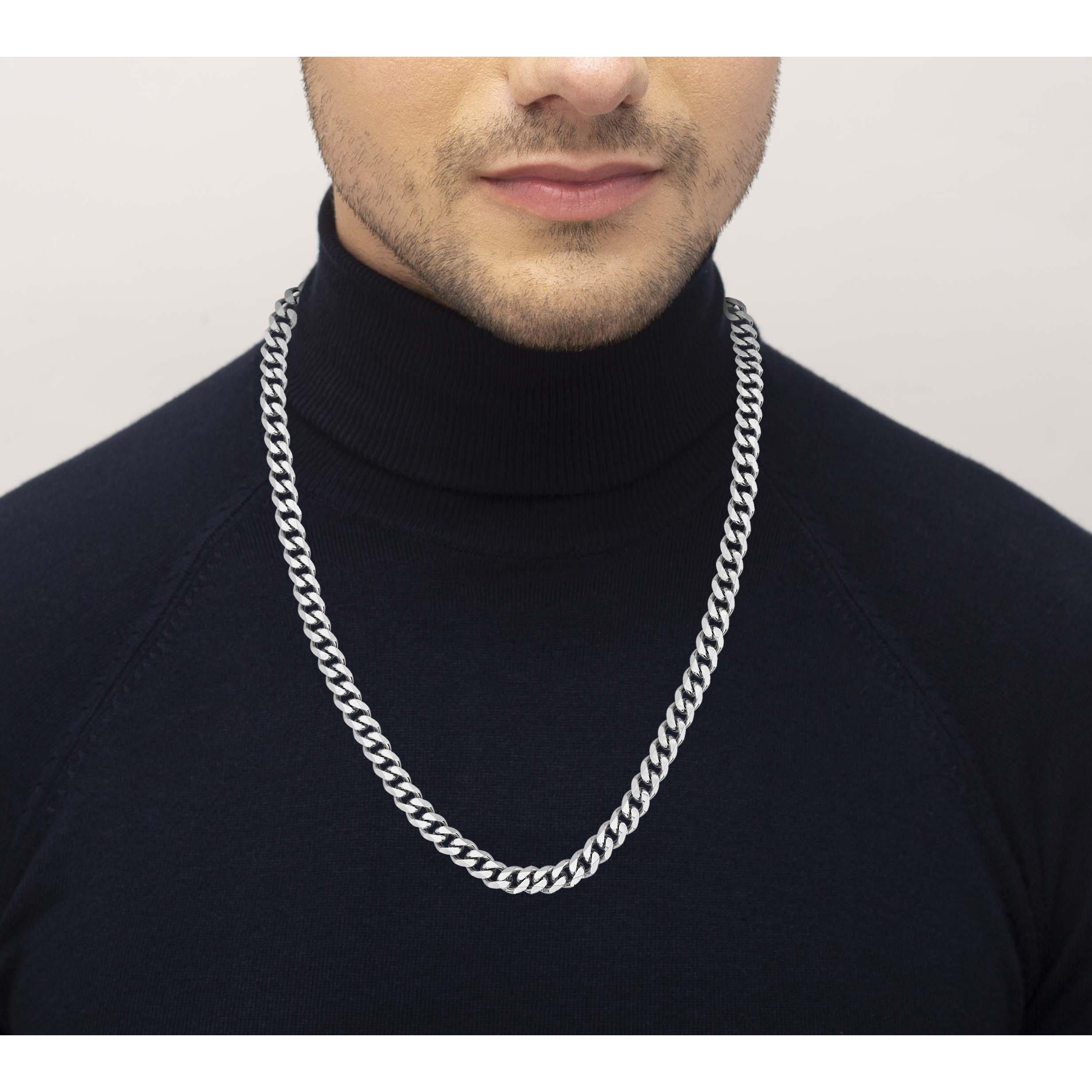 Silver - Boss - Men's Chain Link Curb Necklace - 4