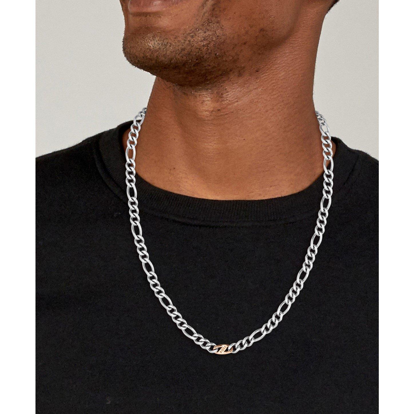Two Tone - Boss - Men's Rian Chain Stainless Steel Figaro Necklace - 3