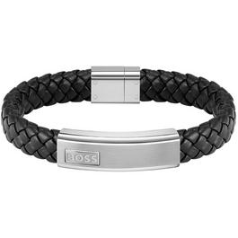 Boss Gents BOSS Lander Black Leather Bracelet