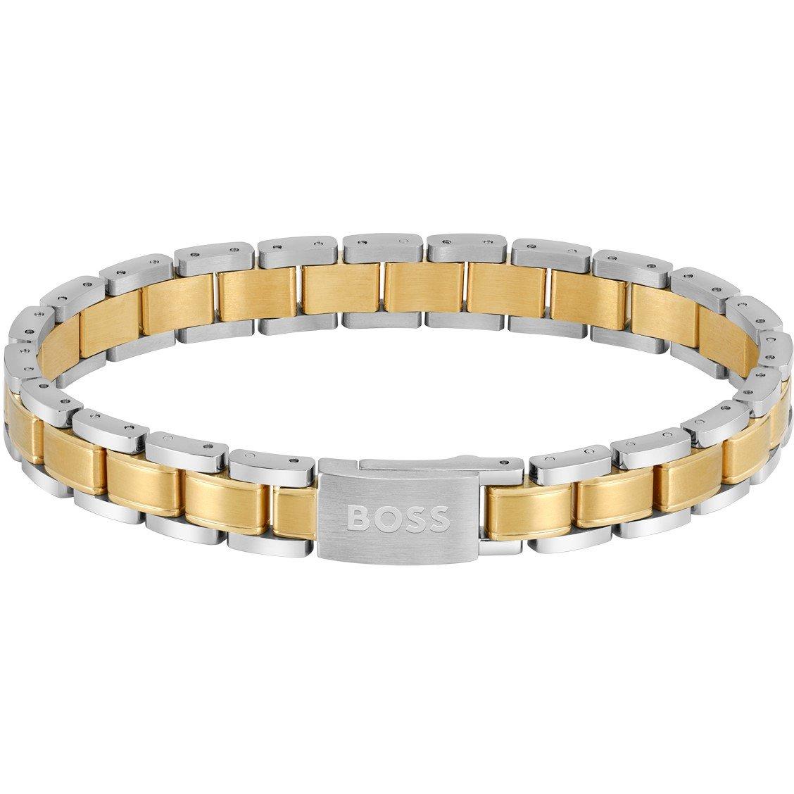Boss Men's Metal Link Bracelet With Magnetic Closure - Two Tone