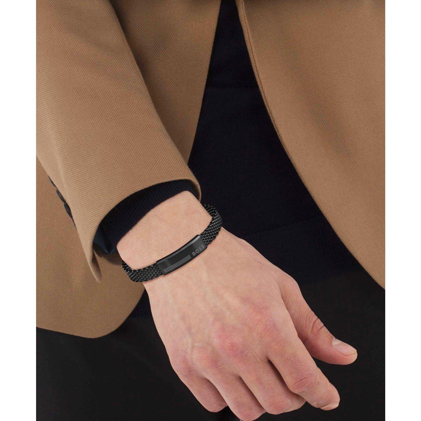 Black - Boss - Men's Alen Mesh Magnetic Closure Chain Bracelet - 2