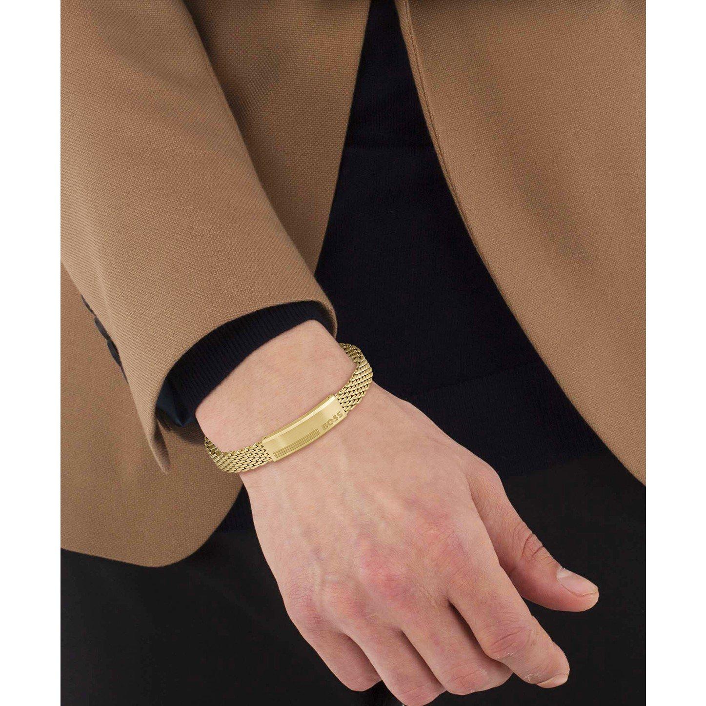 Gold - Boss - Men's Alen Mesh Magnetic Closure Chain Bracelet - 2