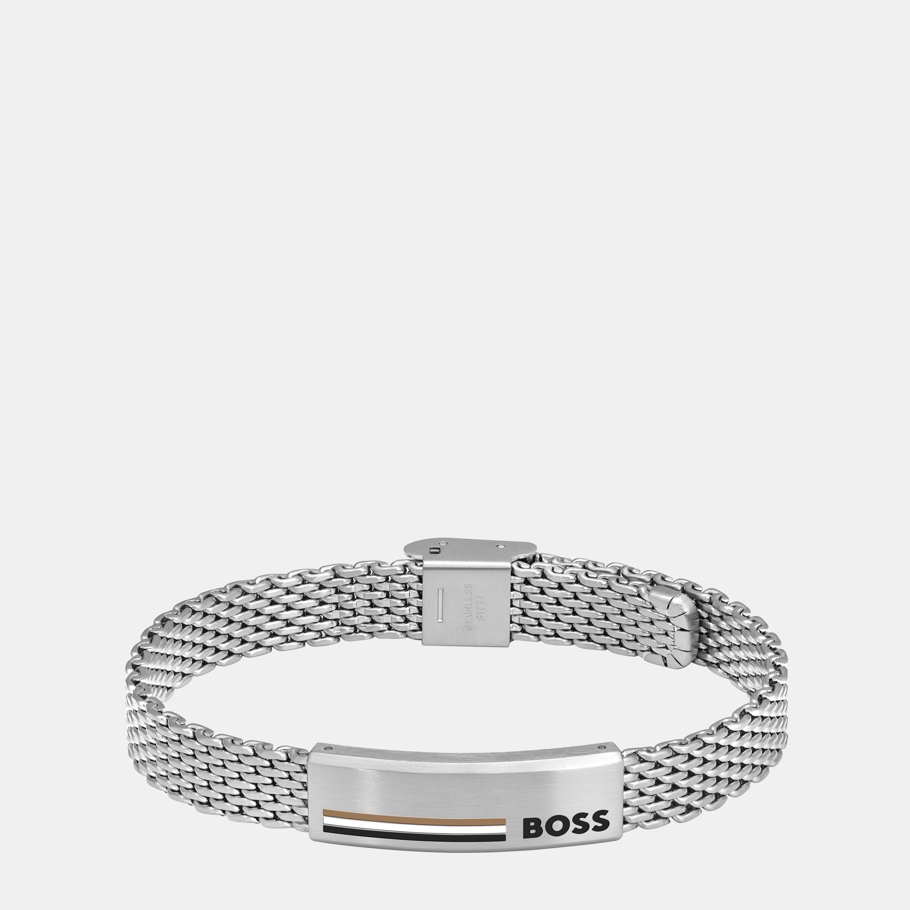 Boss Men's Alen Mesh Magnetic Closure Chain Bracelet - Silver
