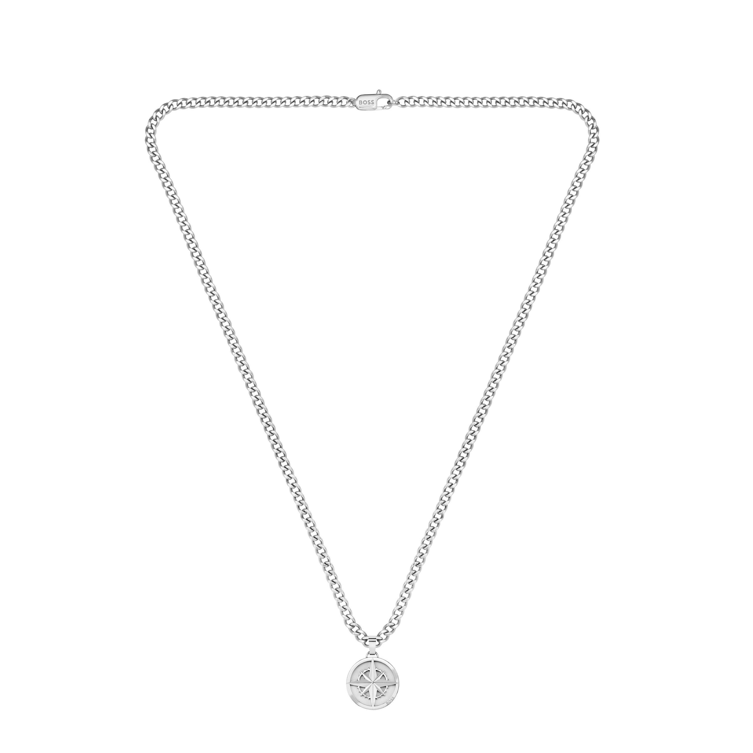 Boss Men's North Pendant Compass Necklace - Silver