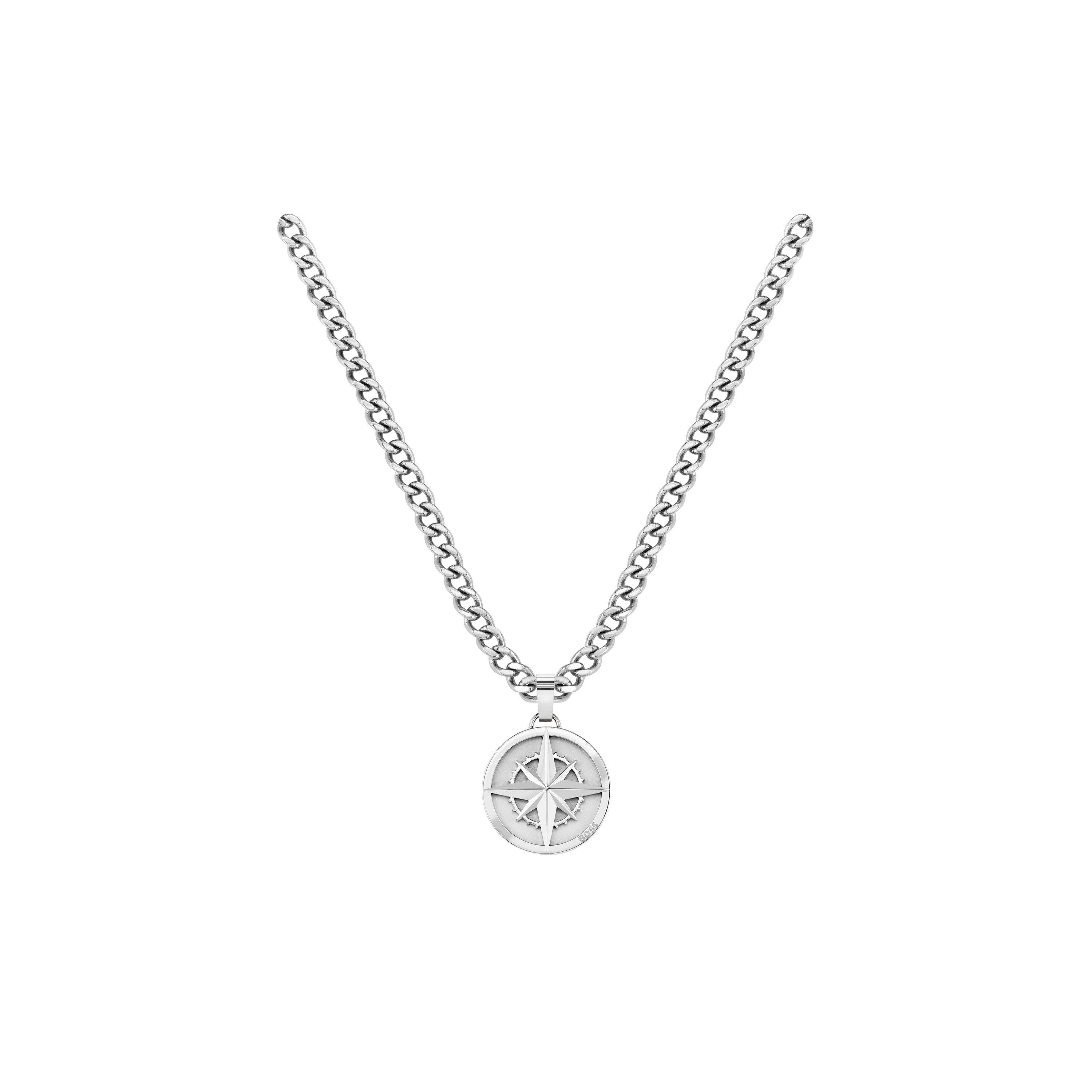 Silver - Boss - Men's North Pendant Compass Necklace - 2