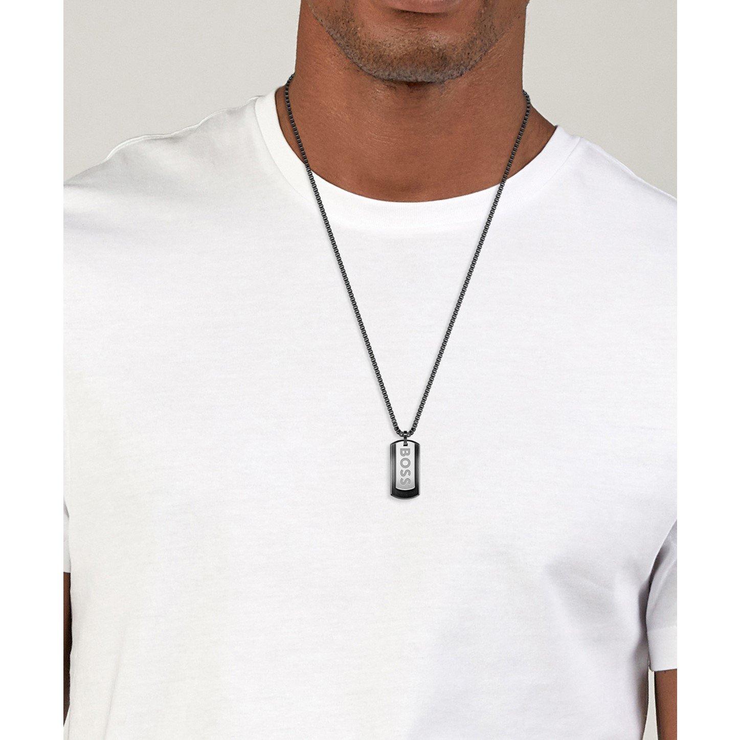 Black - Boss - Men's Devon Stainless Steel Pendant Necklace - 5