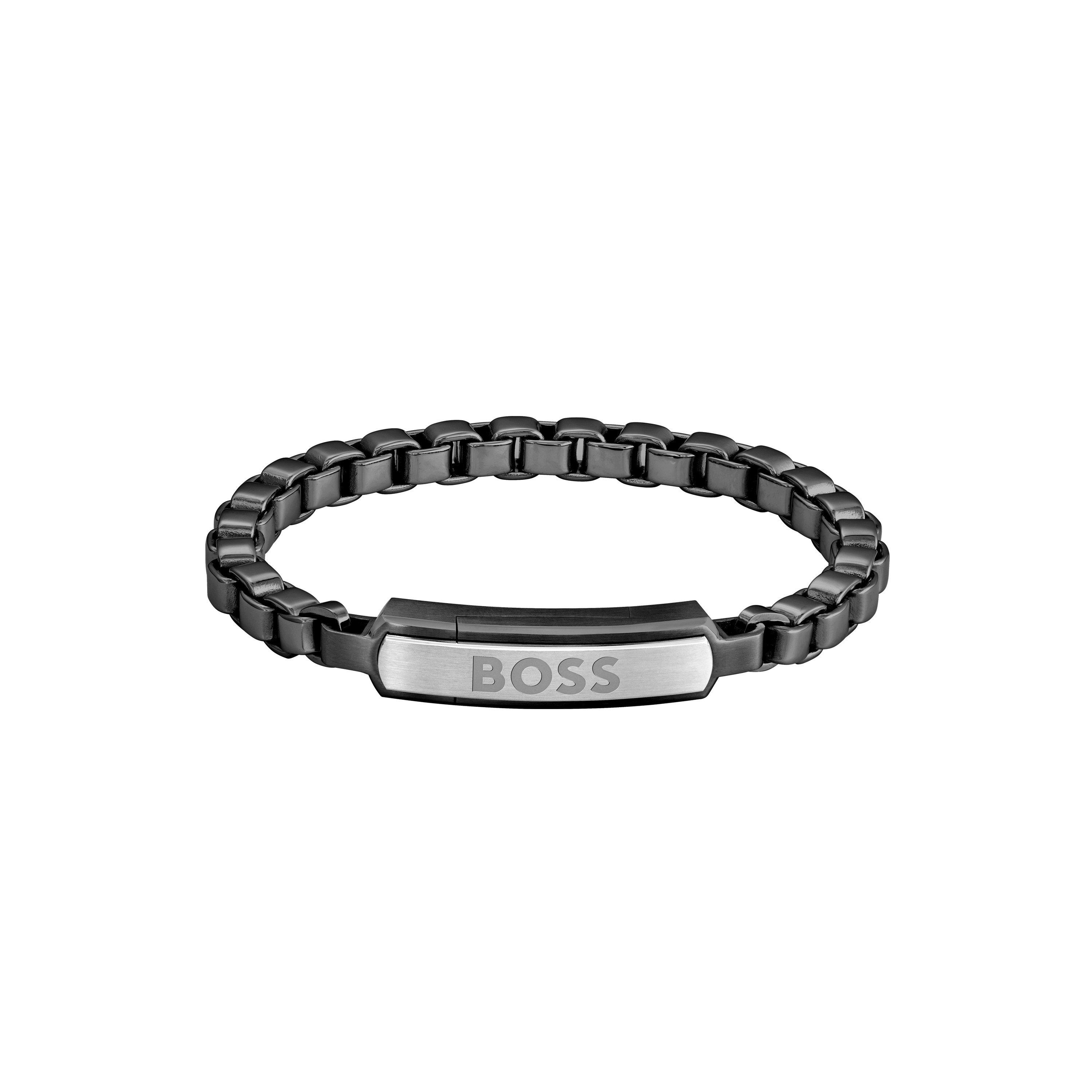 Boss Men's Devon Box Chain Magnetic Closure Bracelet - Black